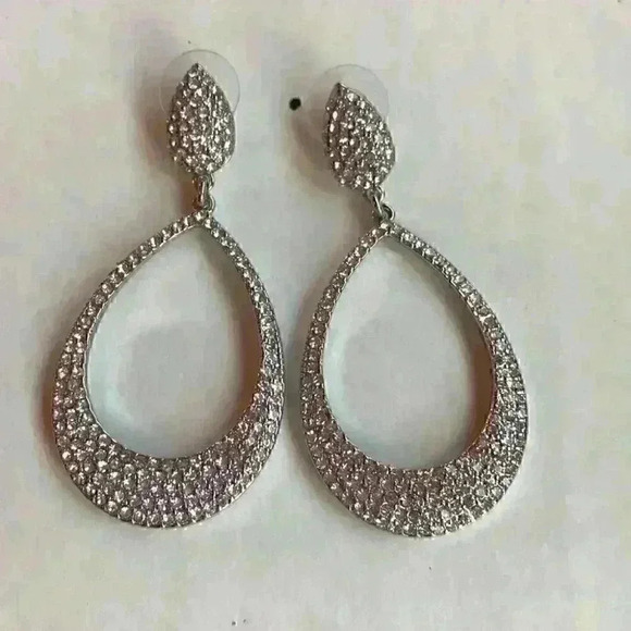 INC new Silver Tone Pave Drop Earrings - Picture 8 of 8